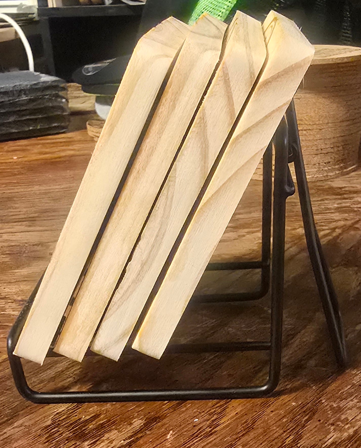 Set of 4  wood coasters with stand